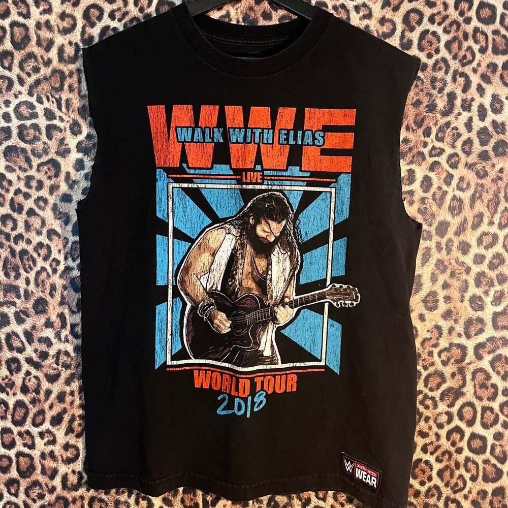 WWE Men’s Vintage Graphic Muscle Tank Elias Y2K Tee